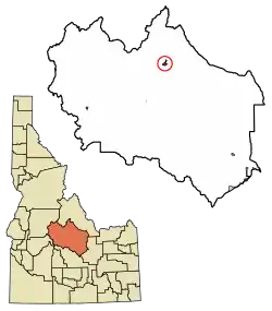 Location of Challis in Custer County, Idaho.