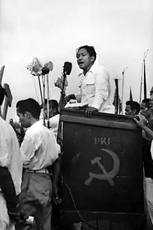 PKI leader D.N. Aidit speaking at election meeting, 1955