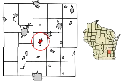 Location of Juneau in Dodge County, Wisconsin.