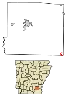 Location of Jerome in Drew County, Arkansas.