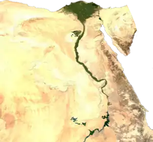 Image 28Green irrigated land along the Nile amidst the desert and in the delta (from Egypt)