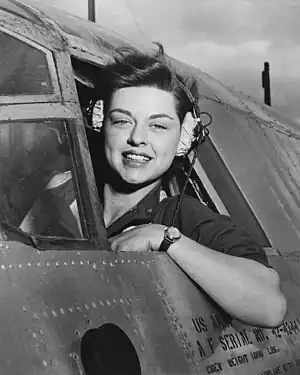 Image 51Photograph of Rockford pilot Elizabeth L. Gardner with the WASPs at Harlingen Army Air Field, Texas.Image credit: U.S. Dept. of the Air Force (photograph); National Archives Catalog (digital file); Junkyardsparkle, Hohum, Bammesk (digital retouching) (from Portal:Illinois/Selected picture)