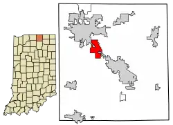 Location of Dunlap in Elkhart County, Indiana.