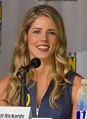 Actress Emily Bett Rickards, who portrays Felicity Smoak, attending San Diego Comic-Con in 2013
