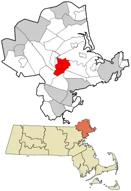 Location in Essex County and the state of Massachusetts.