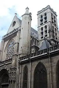 Rebuilt original bell tower of the church by Théodore Ballu, lower portion from the 12th century