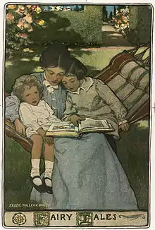 Image 9A mother reads to her children, depicted by Jessie Willcox Smith in a cover illustration of a volume of fairy tales written in the mid to late 19th century. (from Children's literature)