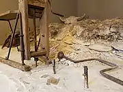 Setting feathers and wedges in the holes