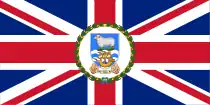 A Union Flag defaced with the coat-of-arms of the Falkland Islands