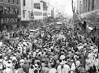 Image 23Soldiers and crowds in Downtown Miami 20 minutes after Japan's surrender ending World War II (1945). (from History of Florida)