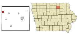 Location of Nora Springs, Iowa