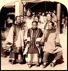 Image 32Wealthy Chinese women with bound feet (Beijing, 1900). Foot binding was a symbol of women's oppression during the reform movements in the 19th and 20th centuries. (from History of feminism)