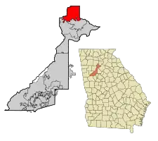 Location in Fulton County and the state of Georgia