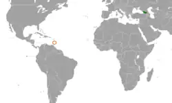 Map indicating locations of Georgia and Saint Vincent and the Grenadines