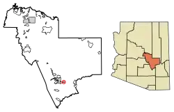 Location of Cutter in Gila County, Arizona.