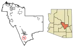 Location of El Capitan in Gila County, Arizona.