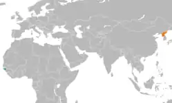 Map indicating locations of Guinea-Bissau and North Korea