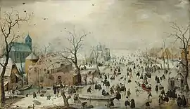 The mute Hendrick Avercamp painted almost exclusively winter scenes of crowds seen from some distance.