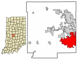 Location of Plainfield in Hendricks County, Indiana.