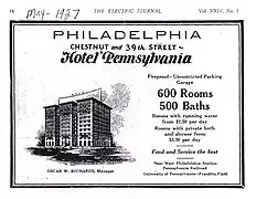 Vintage Hotel Pennsylvania advertisement.