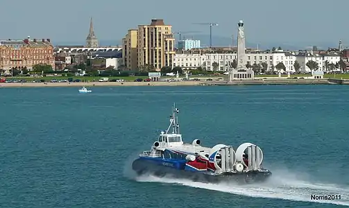 Image 25Hovercraft passing the mixed architecture, public gardens and shingle beach at Southsea, Portsmouth (from Portal:Hampshire/Selected pictures)