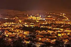 Hunedoara by night, after a snowfall