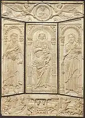 Ivory cover of the Codex Aureus of Lorsch, c. 810, Carolingian dynasty, Victoria and Albert Museum