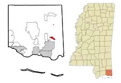 Location of Helena, Mississippi