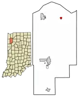 Location of Wheatfield in Jasper County, Indiana.