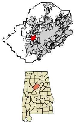 Location of Pleasant Grove in Jefferson County, Alabama.