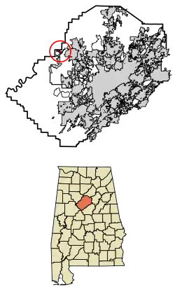 Location of West Jefferson in Jefferson County, Alabama.