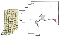 Location of Brooksburg in Jefferson County, Indiana.