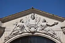 Pediment with the bust of Apollo (1854), West Pavillion, Place Bellecour, Lyon