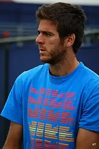 Juan Martín del Potro on the practice court of the Aegon Championships