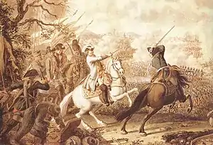 Russian forces charge against the Turk, Battle of Kagul, southern Bessarabia, 1770.