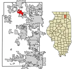 Location of Pingree Grove in Kane County, Illinois