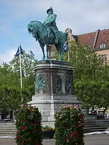 Equestrian statue of Charles X Gustav by John Börjeson
