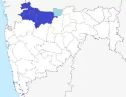 Blue: Khandesh in Maharashtra
Light Blue: Khandesh in Madhya Pradesh (Burhanpur)