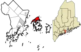 Location in Knox County and the state of Maine