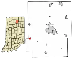 Location of Mentone in Kosciusko County, Indiana.