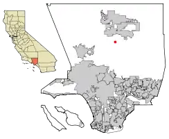 Location of Acton in Los Angeles County, California