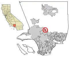 Location of La Crescenta-Montrose in Los Angeles County, California