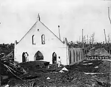 A church damaged by lava on Savai'i, 1905.