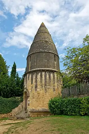 Image 15Lanterns of the DeadPhotograph: JebulonA Lantern of the Dead in Sarlat-la-Canéda, Dordogne, France. Such small stone towers are found chiefly in the centre and west of France. They are often thought to have indicated cemeteries through lights exhibited at the top of the structures.More selected pictures