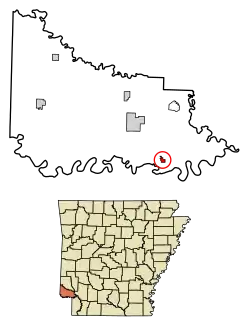 Location of Ogden in Little River County, Arkansas