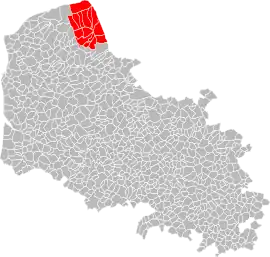 Location of Région d'Audruicq within the department