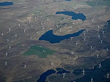 Image 19An aerial view of Whitelee Wind Farm, the largest onshore wind farm in the UK and second-largest in Europe (from Wind farm)