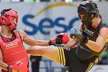 Image 38Two Brazilian fighters in a Sanda/Sanshou match. Sanda is a modernized form of Kung Fu and one of the two disciplines of Sport Wushu (from Chinese martial arts)