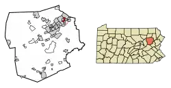 Location of Pittston in Luzerne County, Pennsylvania.