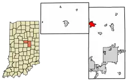 Location in Madison County and Tipton County, Indiana